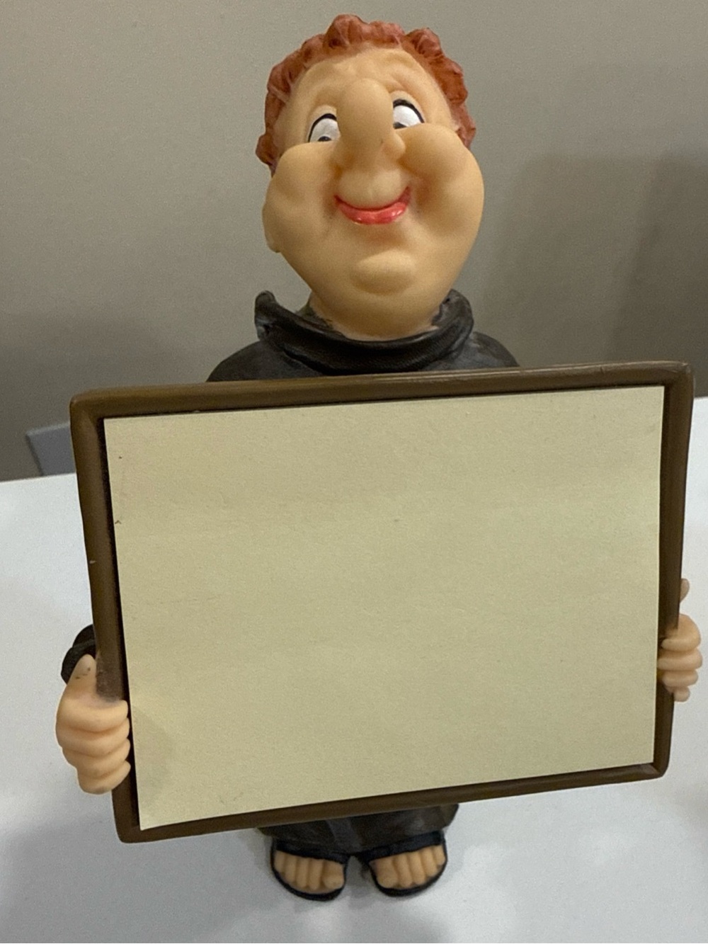Source Unknown Monk Note Holder Figurine - Black, Brown, Cream